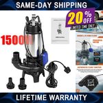 Submersible Dirty Water Pump Grinder Sewage Deep Well Septic Flood Sewage Sump