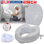 Raised Toilet Seat with Lid 4" - Toilet Seat Riser for Elderly& Disabled Adult