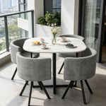 Compact Dining Table and 4 Tub Chairs Set Space Saving Storage Kitchen
