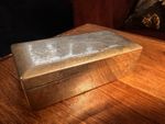 Metal Rectangular Box Hinged Lid Silver Tone Possibly Tobacco Tin 1930-1950