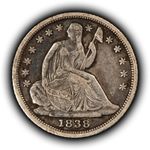 1838 H10c Seated Liberty Half Dime - Small Stars - XF - SKU-Y6609