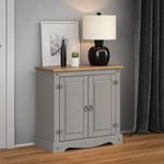 Corona Sideboard Grey 2 Door Small Cupboard Solid Wood Mexican Pine Wooden