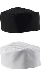 Mesh Top Skull Cap Professional Catering Chef Hat Black White Pack 1 or 5
