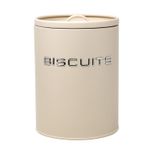 Biscuit Tin Cream Metal with Airtight Silicone Lid Cookies Treats Storage Jar