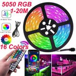 LED Strip Lights 1-20M RGB 5050 Colour Changing Tape Cabinet Kitchen TV Lighting