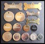 ENGRAVED PET TAGS - Personalised id dog cat tag Brass name small large identity✅