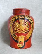 Antique c1840 Cavendish Tobacco Jar Relief Royal Coat Of Arms Lid Shop Display