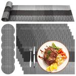 Set of 13 PVC 6 Placemats & 6 Coaster Table Runner Washable Table Mat Anti Slip