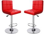 set of 2 red Bar Stools Modena Style Faux Leather swivel height adjustable