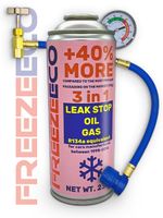 FREEZEECO R12/R134a Aircon Top Up 3-in-1 Refrigerant + Hose - AC Refill Bundle!