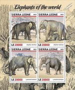 ELEPHANTS OF THE WORLD Mammals Animals Elephant 4v-Stamp Sheet 2022 Sierra Leone