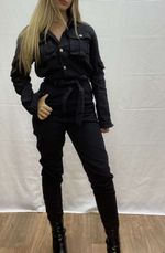 Boohoo Tall Belted Tapered Cargo Denim Boilersuit 