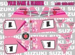 suzuki lt50 quad graphics stickers decals name & number mx  vinyl pink 