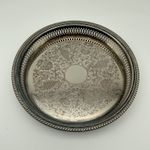 Vintage Small Decorative Pierced Round Silver Plated Tray 25cm 