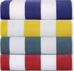 Extra Large Pack Of 2 Cabana Stripe Beach Towel  76 x 152 cm Cotton 6 Colours