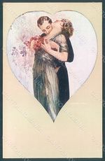 Artist Signed Corbella Glamour Fashion Couple Lady serie 224-5 postcard HR2892