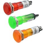 10mm Panel Indicator Warning Light 230V - Red / Green / Amber