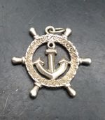 Vintage/Antique FH Silver Pendant Navy Ships Wheel Anchor Motiv