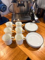 Vintage Rosenthal Studio-Linie 12pc Porcelain Coffee Cup & Saucer Set of 6 White