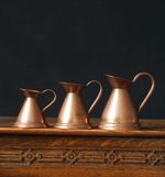 Set of 3 Vintage Copper Jugs Graduated Pitchers Kitchen Decor