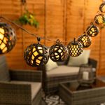 Solar String Fairy Lights Garden Patio Black Lantern Outdoor Lighting Summer x10