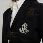 RLL Hand embroidered bullion wire blazer badge, sew on Crest silver patch
