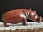 Hand Carved Wooden Hippopotamus 14.5cm African, Mahogany Figurine Vintage Decor