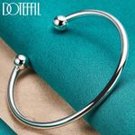 s925 Solid Silver Mens Women Heavy Plain Ball Torque Bangle Cuff Bracelet Bangle