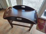 Vintage Folding Butler Tray Table Mahogany Campaign Card Table Side Garden Brass