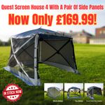 Quest Elite Instant Screen House 4 BLUE Camping Gazebo 120053 WITH PAIR PANELS