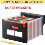 25 Pocket  A4 Expanding File Organiser Paper Expanding A4 Box Document Folder