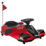 HOMCOM 12V Electric Go Kart for Kids with Music, LED Lights, Red