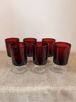 Vintage Luminarc Cavalier Ruby Red Wine Glasses Set of 6 French 1970s Retro