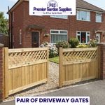 Driveway Gates with Lattice Insert Treated Wooden Decorative Home Entrance