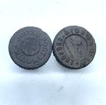 2 Antique / Vintage Porstmouth & Gosport Vulcanite Brewery Beer Bottle Stoppers