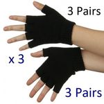 Unisex Fingerless Black magic Half Finger Thermal gloves Mens Womens boys