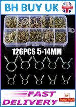 126 x 5mm - 14mm HOSE CLAMP SET, ZINC PLATED SPRING CLAMP, HOSE FULE LINE CAR