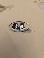 Vintage 1980's John Lennon & Yoko Ono Metal Pin Badge Give Peace A Chance Rare