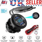 12V 24V Dual QC USB Car Charger Socket Adapter Power Outlet For Car Motorcycle