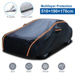 Waterproof 6 Layer Car Cover Heavy Duty Cotton Lined UV Protection New UK-  XL