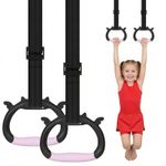 Grapelet Gymnastics Rings Set, Home Gym Equipment, 7 x 5 x 2 cm, Black Pink 