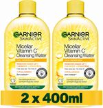 2 PACK Garnier Vitamin C Micellar Cleansing Water 2 x 400ml = 800ml BIGGER 700ml