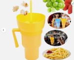 2 In 1 Stadium Tumbler with Snack Bowl Reusable Snack and Drink Cup Green