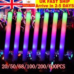 20-1000pcs LED Foam Glow Sticks Flashing Party Wedding Concert Foam Sticks