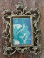 Antique Victorian Rococo Style Gilt Cast Iron Picture Frame Ornate Easel Back
