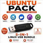 Ubuntu Pack - 5-in-1 Linux OS on a 64GB USB Drive