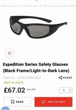 Expedition Series Safety Glasses (Light-to-Dark Lens)