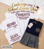 School Leavers Personalised Iron On Shirt Transfer. Class Of 2025, 26 Any Colour