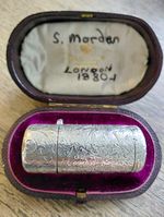Rare 1881 Cased Sampson Mordan Silver Scent Bottle & Vinaigrette, Glass Stopper
