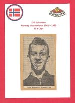 ERIK JOHANSEN NORWAY INT 1961-69 EX SK GJOVIK LYN ORIGINAL AUTOGRAPHED PIC/CARD